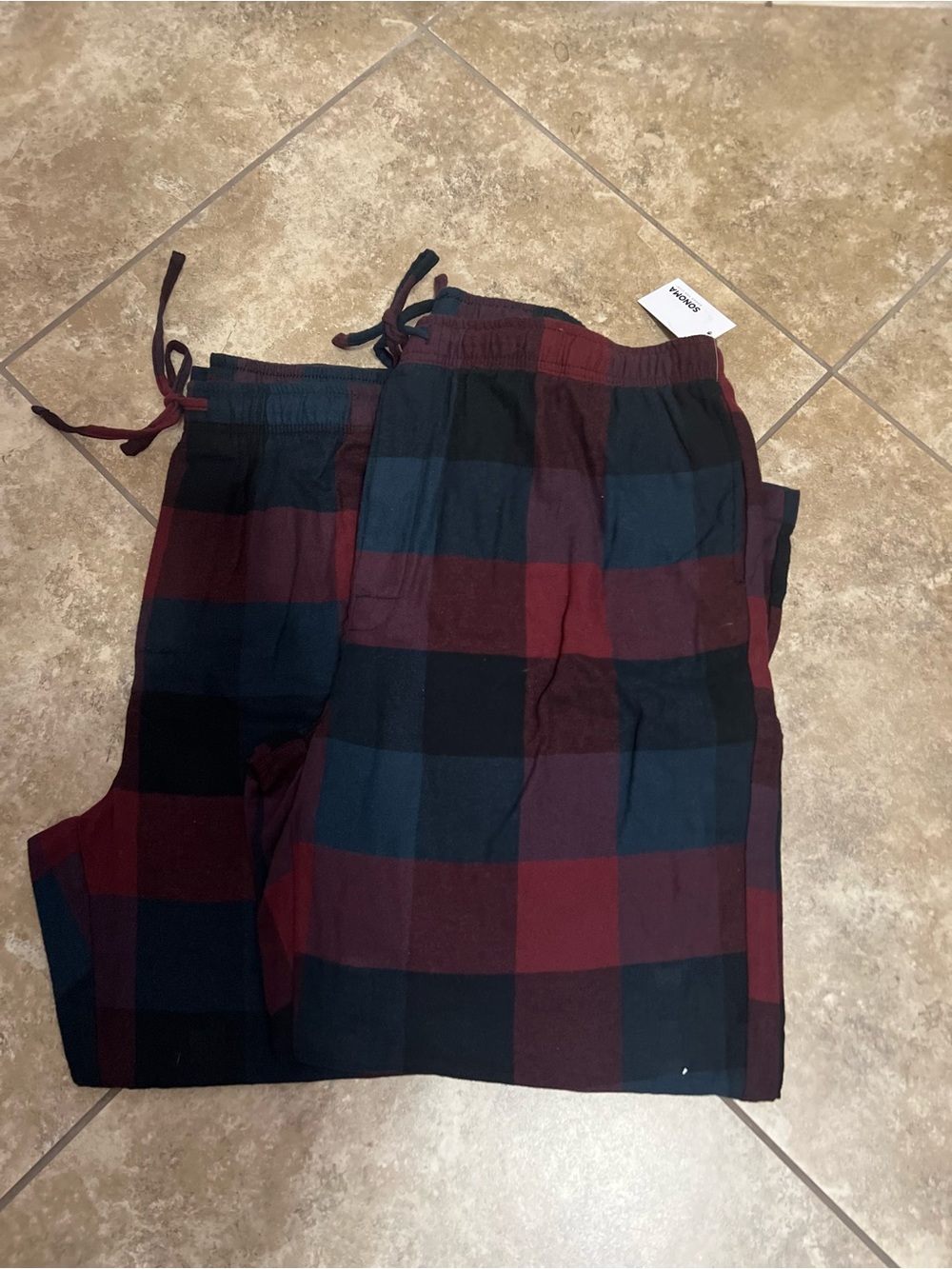 Men's Red and Black Plaid Lounge Pants